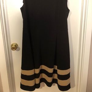 Calvin Klein black dress with tan strip detail